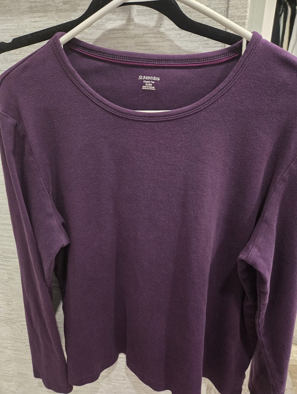 Womens St. John's Bay Purple Long Sleeve Crewneck Top